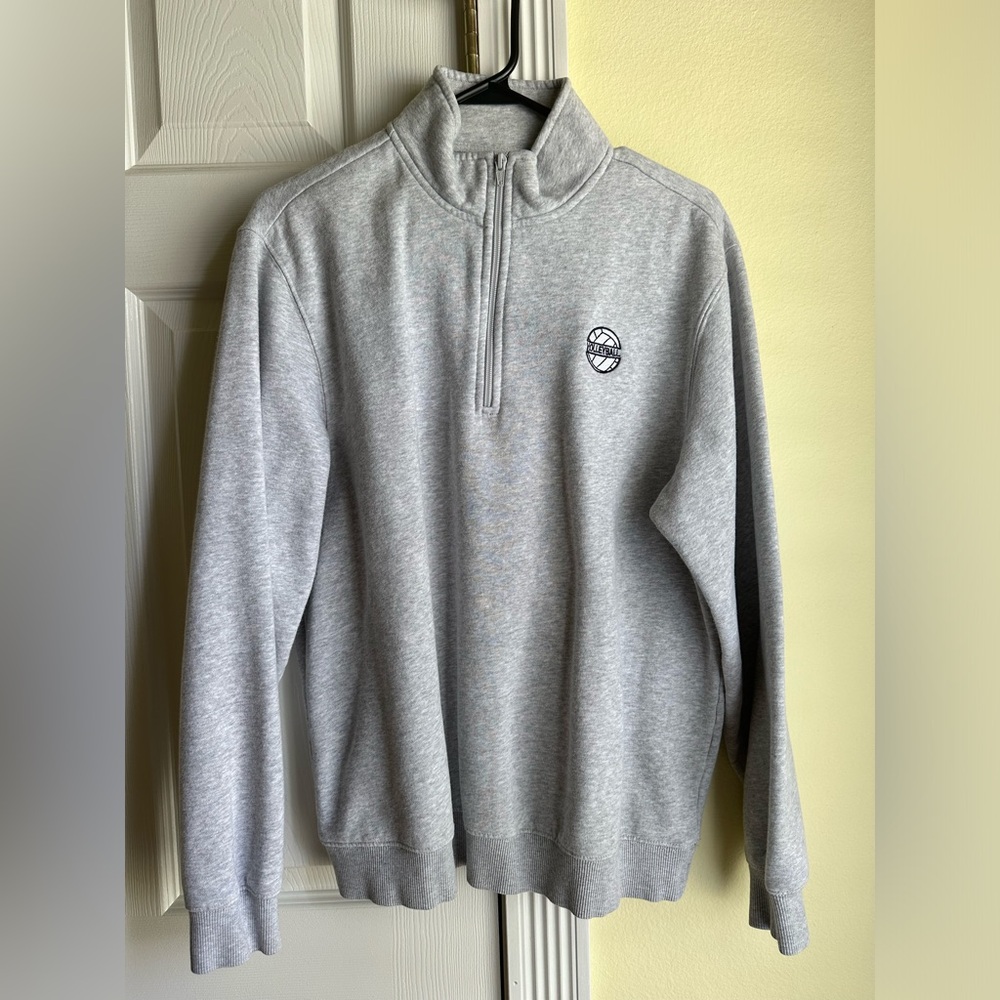 Grey Quarter Zip with Volleyball Embroider